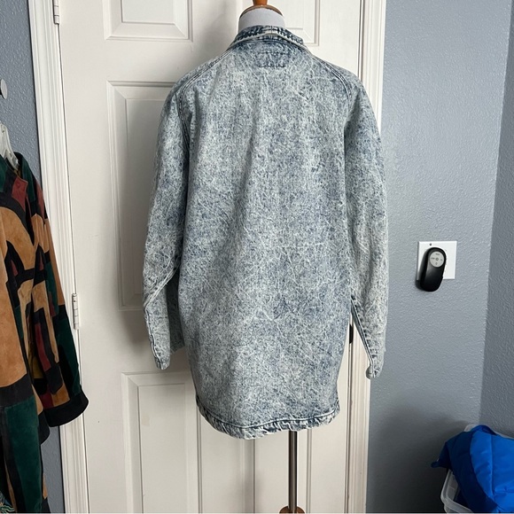Vintage 1990s Sundance Stone Acid Wash Oversized Denim Duster Jacket - Picture 4 of 14